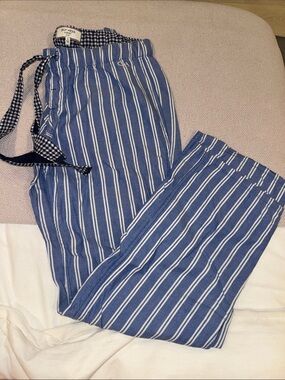 Gilly Hicks Navy and White Striped Lounge Pants with Gingham Tie
